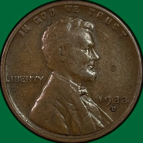1933-D Lincoln Wheat Cent Very Fine VF Coin #34243