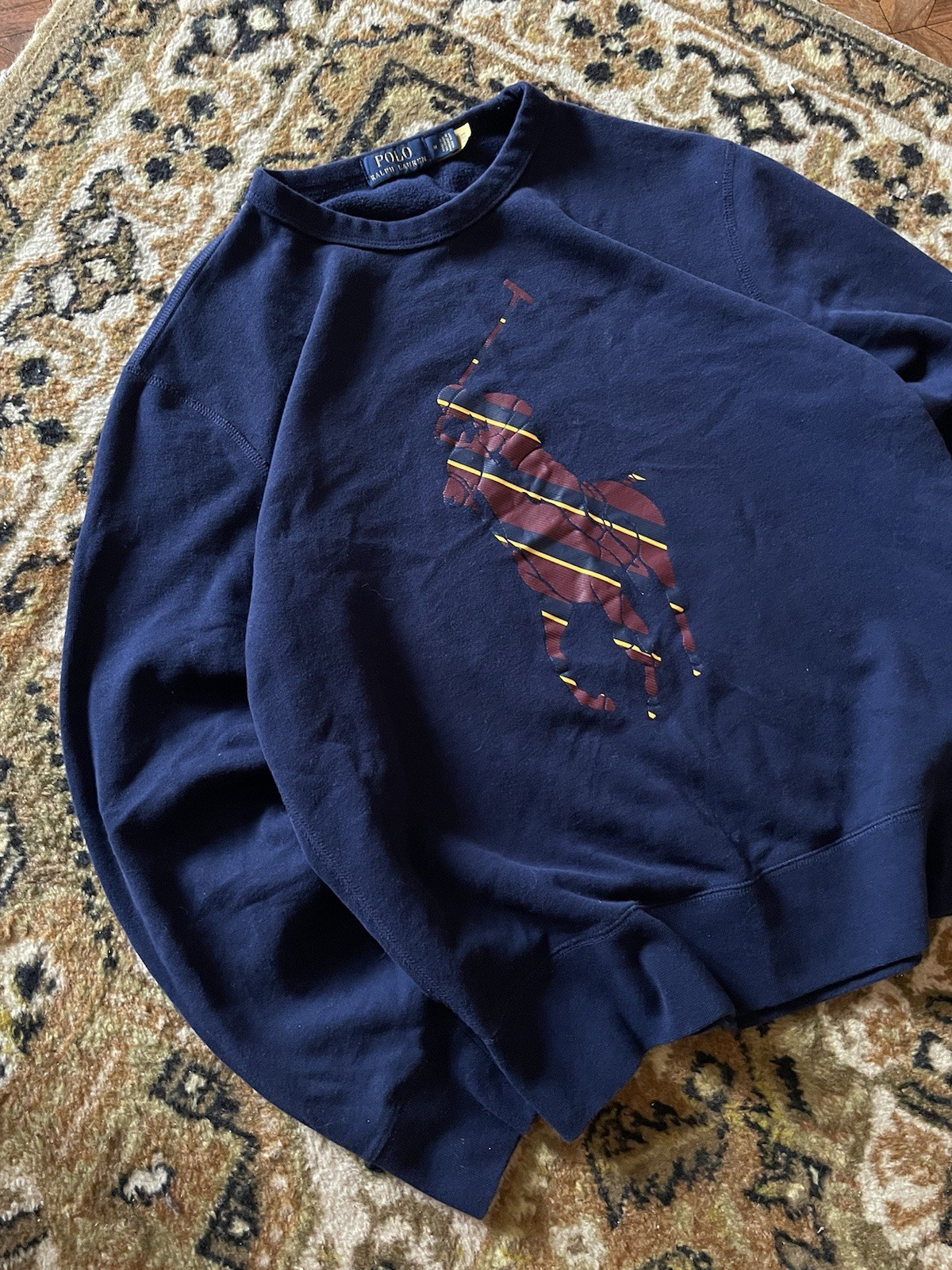 Polo Ralph Lauren Felpa М Uomo Big Pony Pullover Crew Fleece Maglione Navy