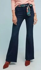 Pilcro Anthropologie Ultra High Rise Flare Jeans Size 27 Dark Blue Wash