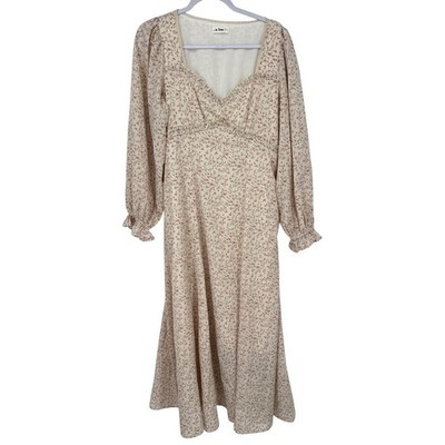 In Loom Dress Women Large Ditsy Floral Long Sleeve Prairie Cottagecore Boho Maxi
