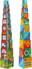 10Pcs Nesting Stacking Blocks for Toddlers 1-3 ABC Number Montessori Toy