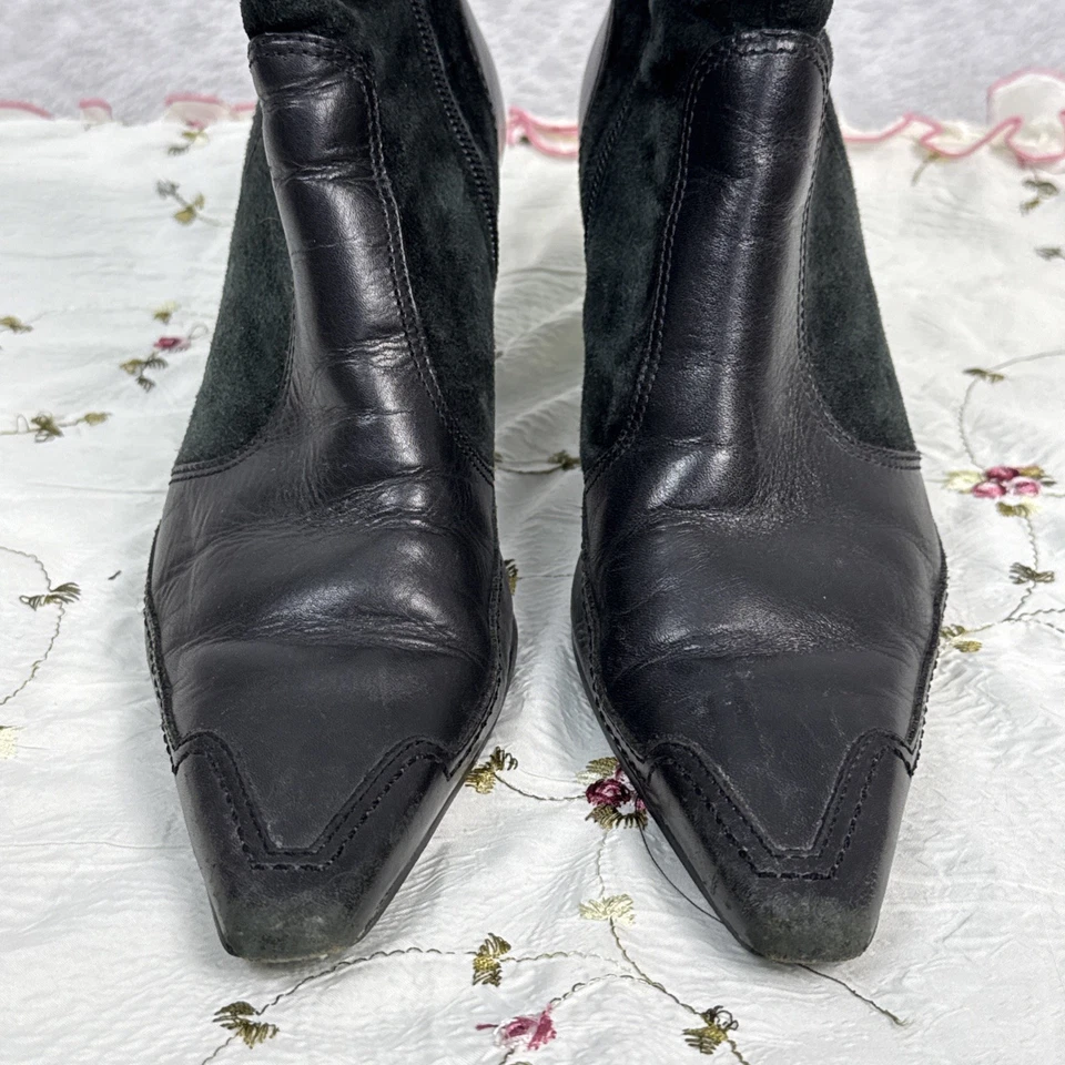 Botines Andrey Brooke Cuero Gamuza 7.5M Negro Yasmine Gatito Tacón Bruja Gótico Foto 4 de 4