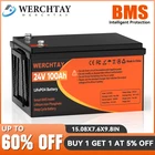 24V 100Ah LiFePO4 Lithium Battery  Deep Cycle 100A BMS For RVs Solar Off-grid