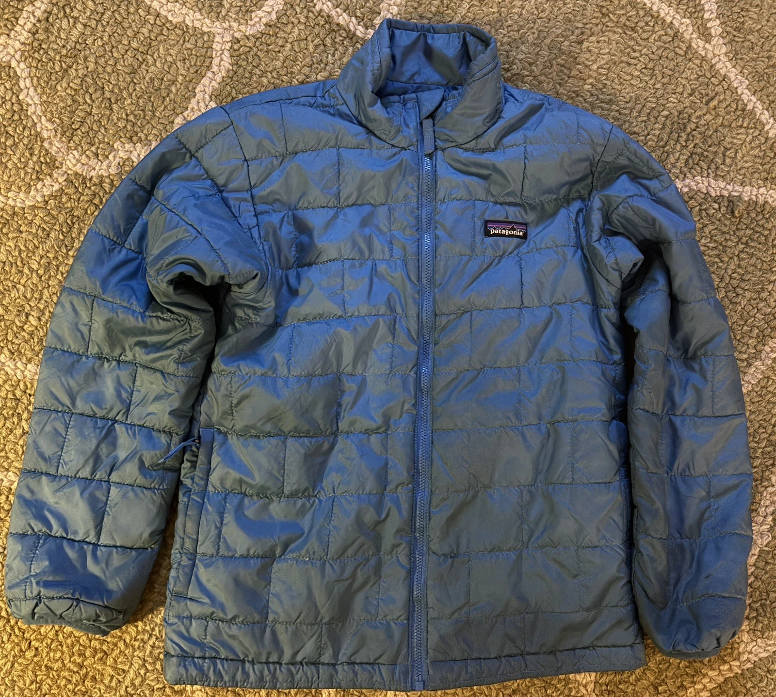 Youth Kids 10 Patagonia Primaloft Quilted Nano Puff Full Zip Jacket Blue GUC!