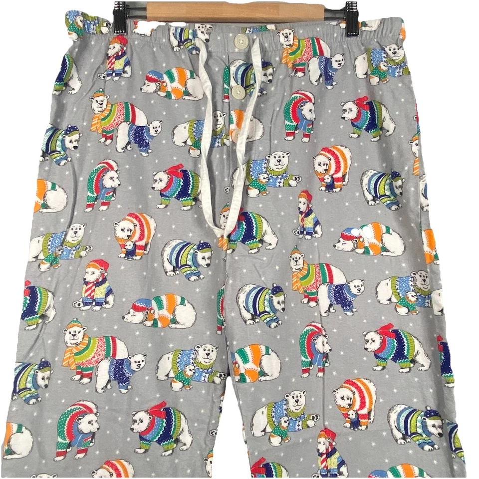 Pantalones de pijama Nick & Nora L osos polares suéteres sombrero gris lazo cintura salón pantalón Foto 2 de 4