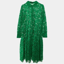 Carolina Herrera Green Lace Midi Dress L