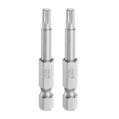 2pcs M4 Triple Square Spline Bit 1/4'' Hex Shank 2'' Long Magnetic No Hole Tip