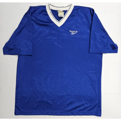 Vintage 90s Reebok Shirt Men's XL Blue Tiger Zig Zag Pattern Short