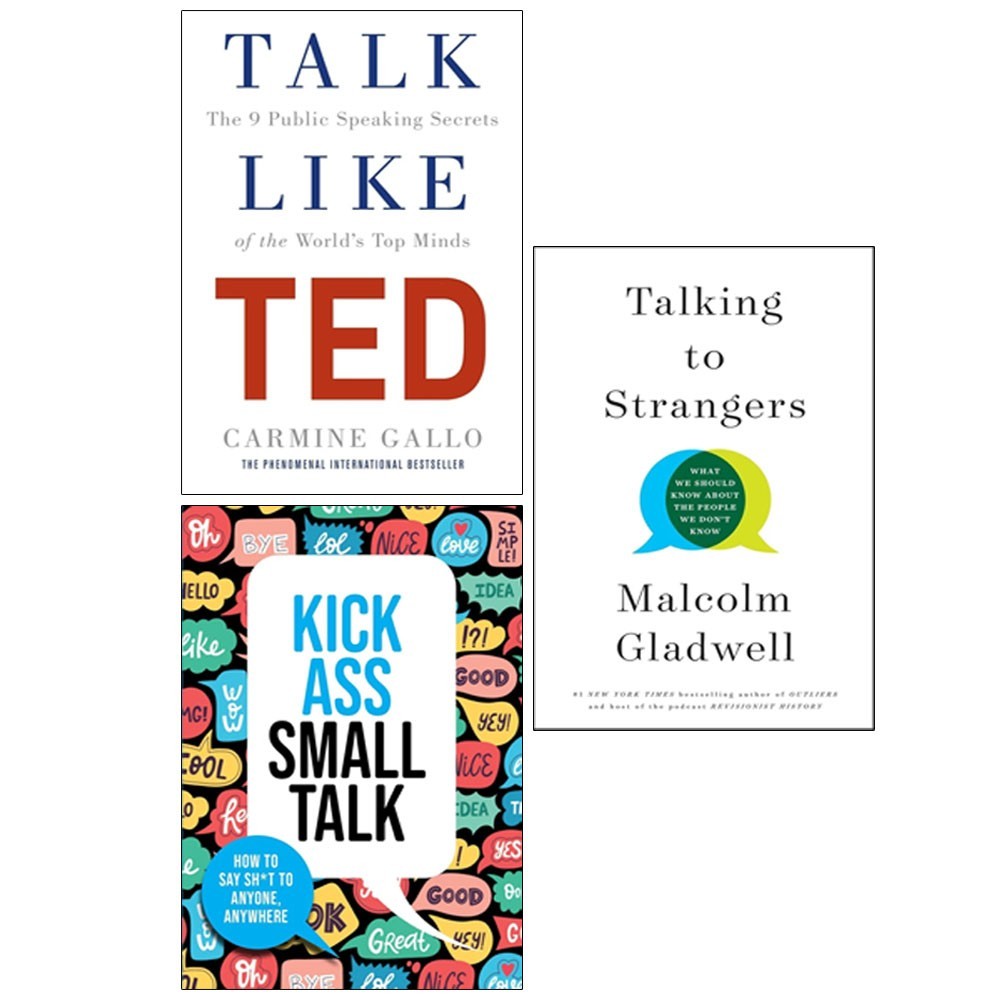 Kick Ass Small Talk,Talking to Strangers HB, Talk Like TED Carmine 3 Books Set