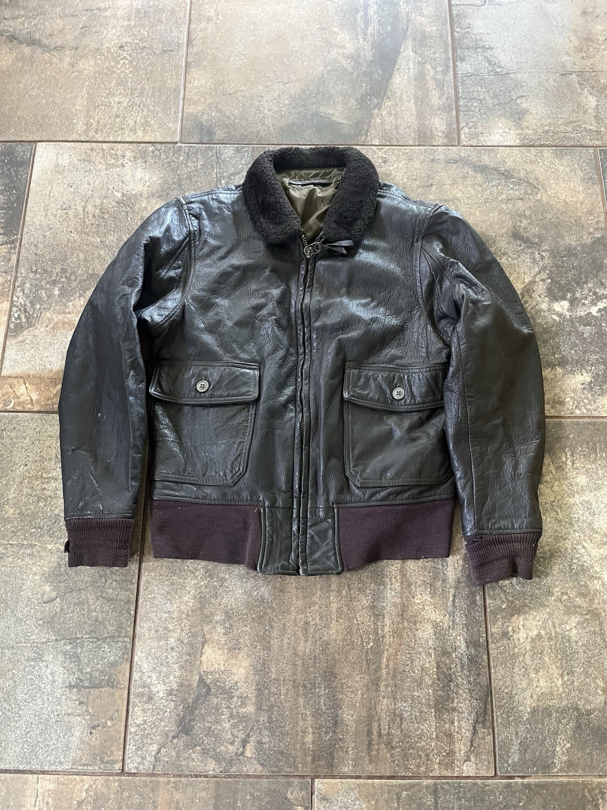 Vintage 70s US Navy Scovill G-1 Leather Bomber Flight Jacket