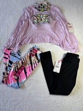 Justice Girls Lot Of 3 NWT Swing Top , 2 Leggings Size Small With Hair Tie