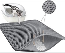 Cat Litter Mat 30" x 24" Double Layer Waterproof  Non-Slip Black - A0192