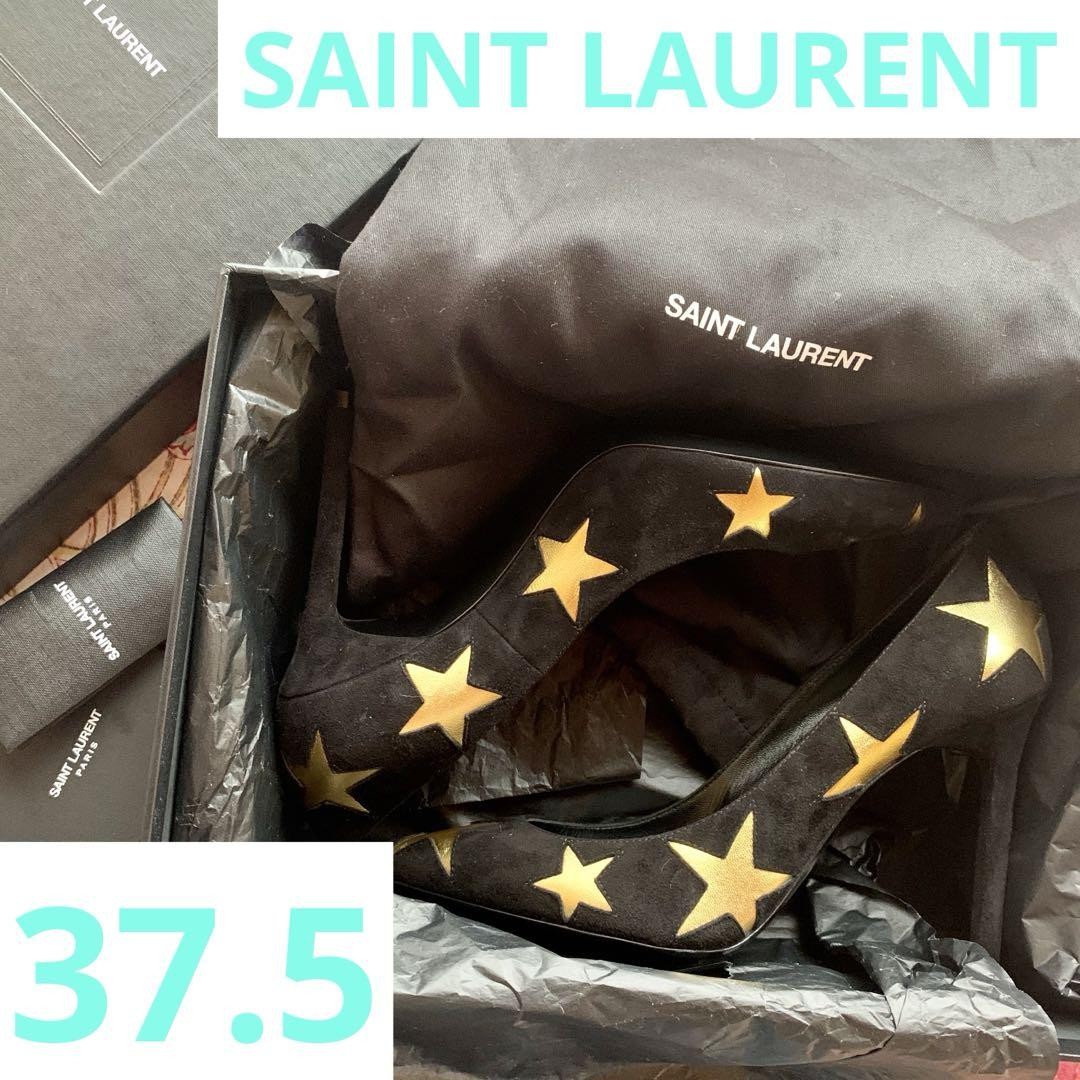 Autentiche décolleté Yves Saint Laurent nere oro stella scamosciate taglia 37 5 donna