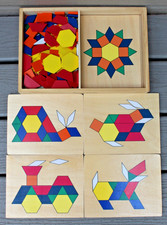 Melissa  Doug Pattern Blocks and Boards Wooden Toy Matching Geometry Shapes
