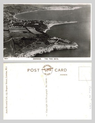Alte Postkarte - Swanage Die zwei Buchten Luftaufnahme unbesendet