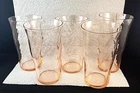 Set Of 5 Vtg Peachy Pink Depression Glass Tumblers Swirl Pattern 10oz.