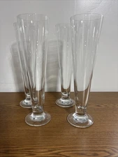 Tall Pilsner Beer Glasses 11"X3" Clear 14 OZ Set of 4 Made In Italy