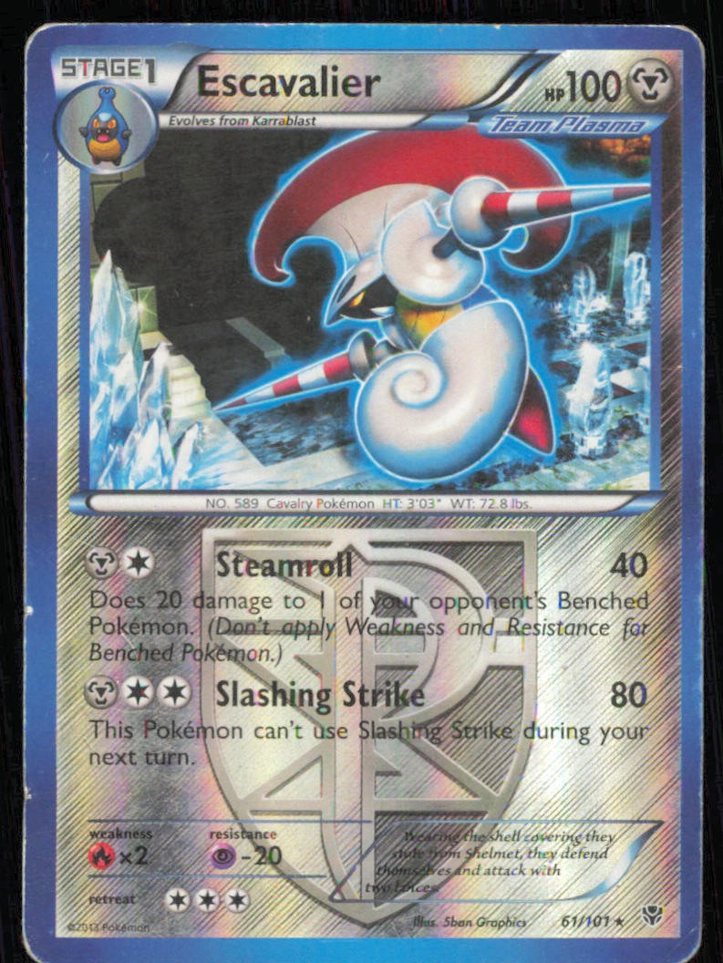 Escavalier 61/101 Rare Plasma Blast Pokemon Reverse Holo Lightly Played