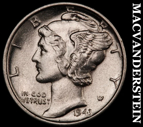 1943 Silver Mercury Dime-Choice Gem BU Lustrous No Reserve #i3866
