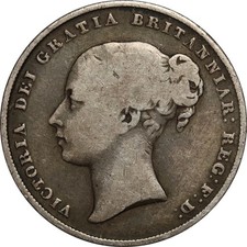 Great Britain 1856 Silver shilling Queen Victoria in archival holder