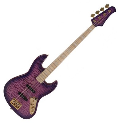 Swing Jazz Deluxe 4 Purple Quilted Maple Top 4String Electric Jazz Bass Guitar