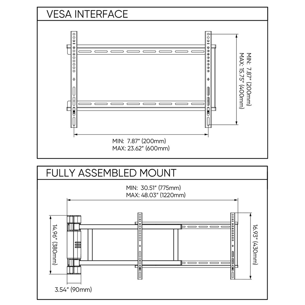 Motorized TV Wall Mount, Panoramic 170 Degree View for 32&rdquo;-75&rdquo; TVs R1,Black