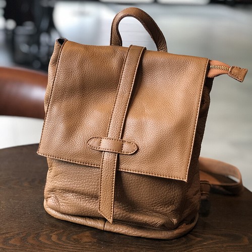 Women's Real Leather Small Backpack Rucksack Daypack Travel Bag Vintage w/Flap - Picture 15 of 16