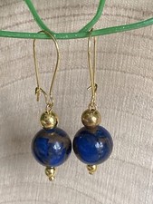 Nepal Stein Ohrhänger goldfarben Handarbeit böhmisch