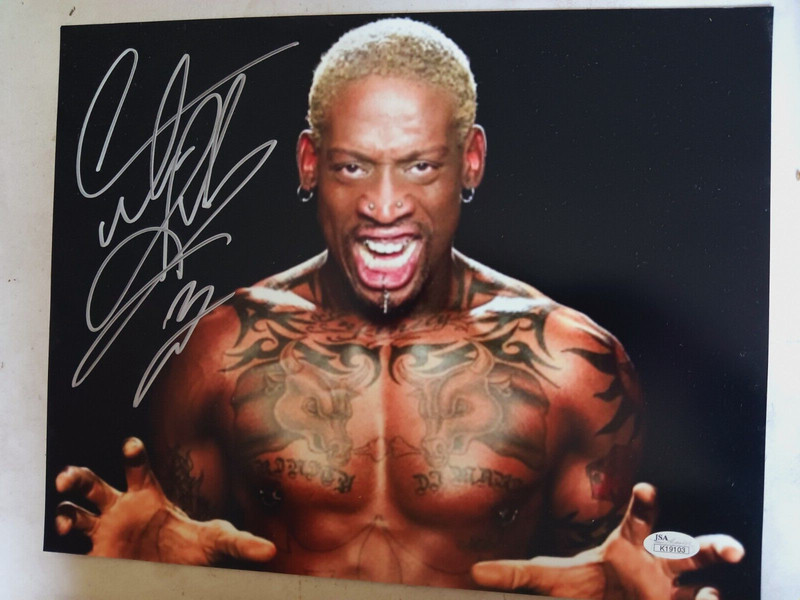 Dennis Rodman Signed 11 x 14. JSA