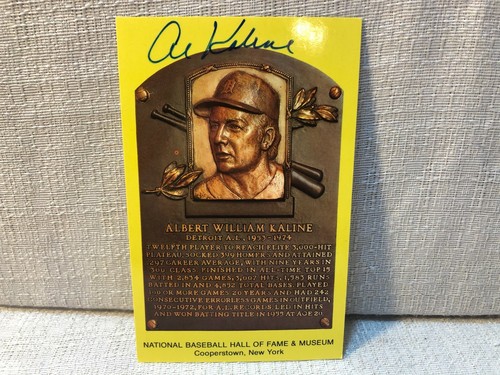 Al Kaline Signed Autographed Gold Hall of Fame Plaque HOF Postcard Card JSA  - Picture 1 of 3