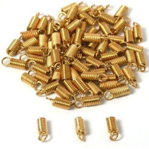 75 Gold Plated Coil Cord Ends Necklace Bracelet Jewelry Making 11mm x 4mm - 第 1/1 張圖片