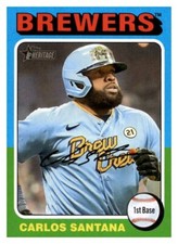 2024 Topps Heritage Short Print SP #77 Carlos Santana Brewers