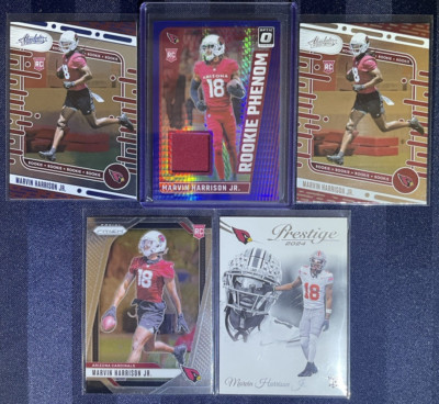 Marvin Harrison Jr. Rookie Lot 5 Card Prizm Patch Parallel Inserts 2024 Arizona