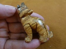 (Y-COY-ST-710) tan Jasper COYOTE wild dog gemstone carving stone FIGURINE stone