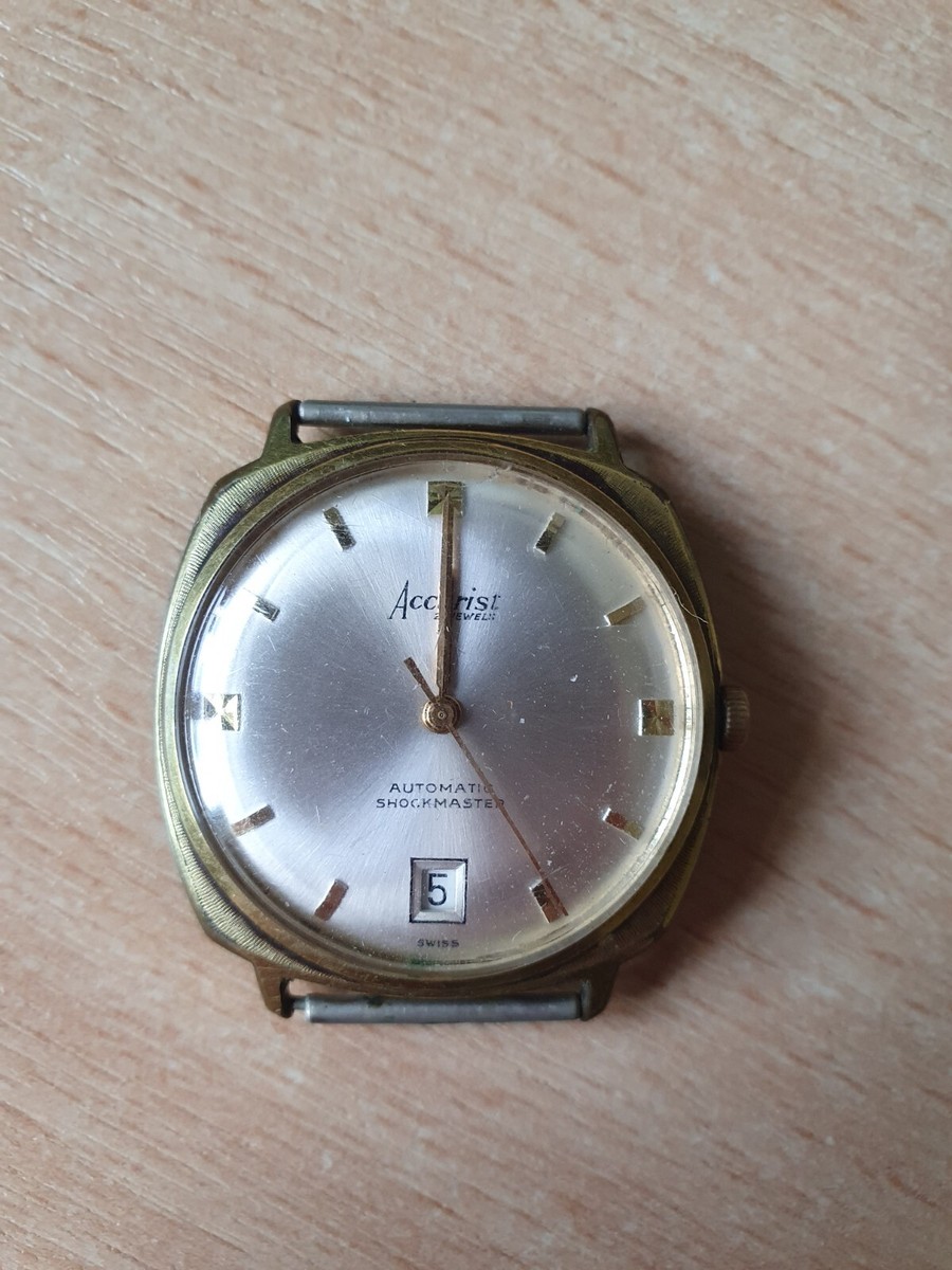 Accurist Watch 21 Jewels Automatic Shockmaster Gold Plated Swiss