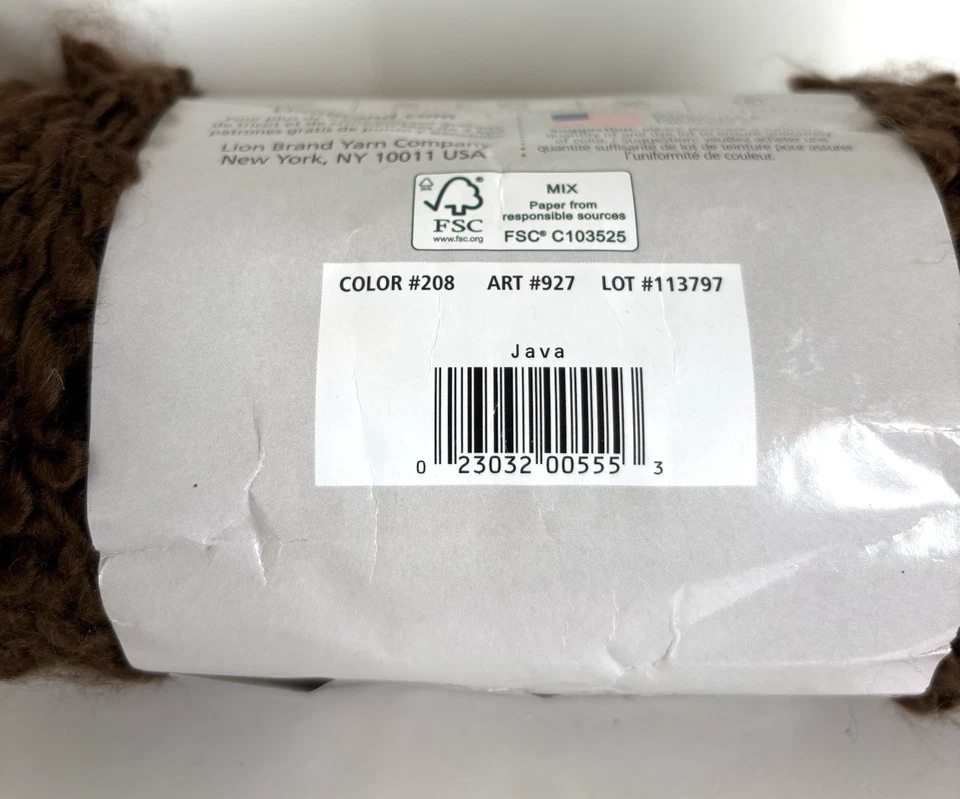 Lion Brand New Silky Twist Yarn Java #927-208 One 5 oz. Skein Super Bulky Brown - Image 4 of 4