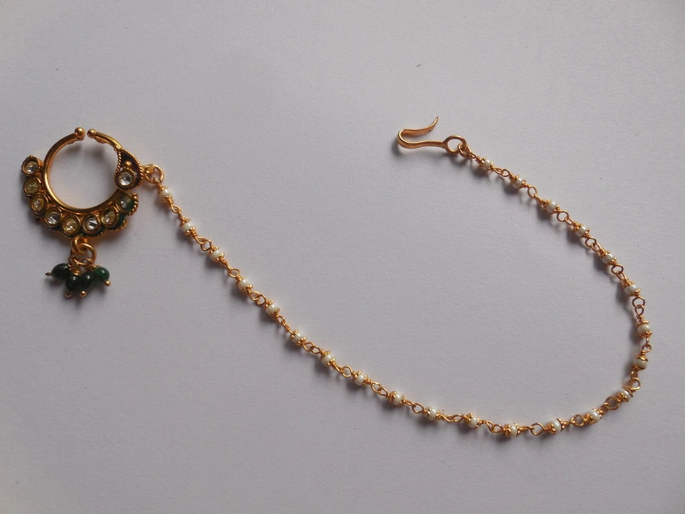 Anillo Nariz Decorado Nath Prensado Fosa Nariz Anillo Aro Decorado Novia Con Cadena Foto 4 de 4