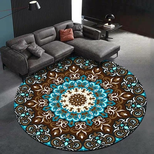 Mandala Flower Round Carpets Rugs Bedroom Living Room Chair Anti-Slip Floor Mat - Picture 1 of 17
