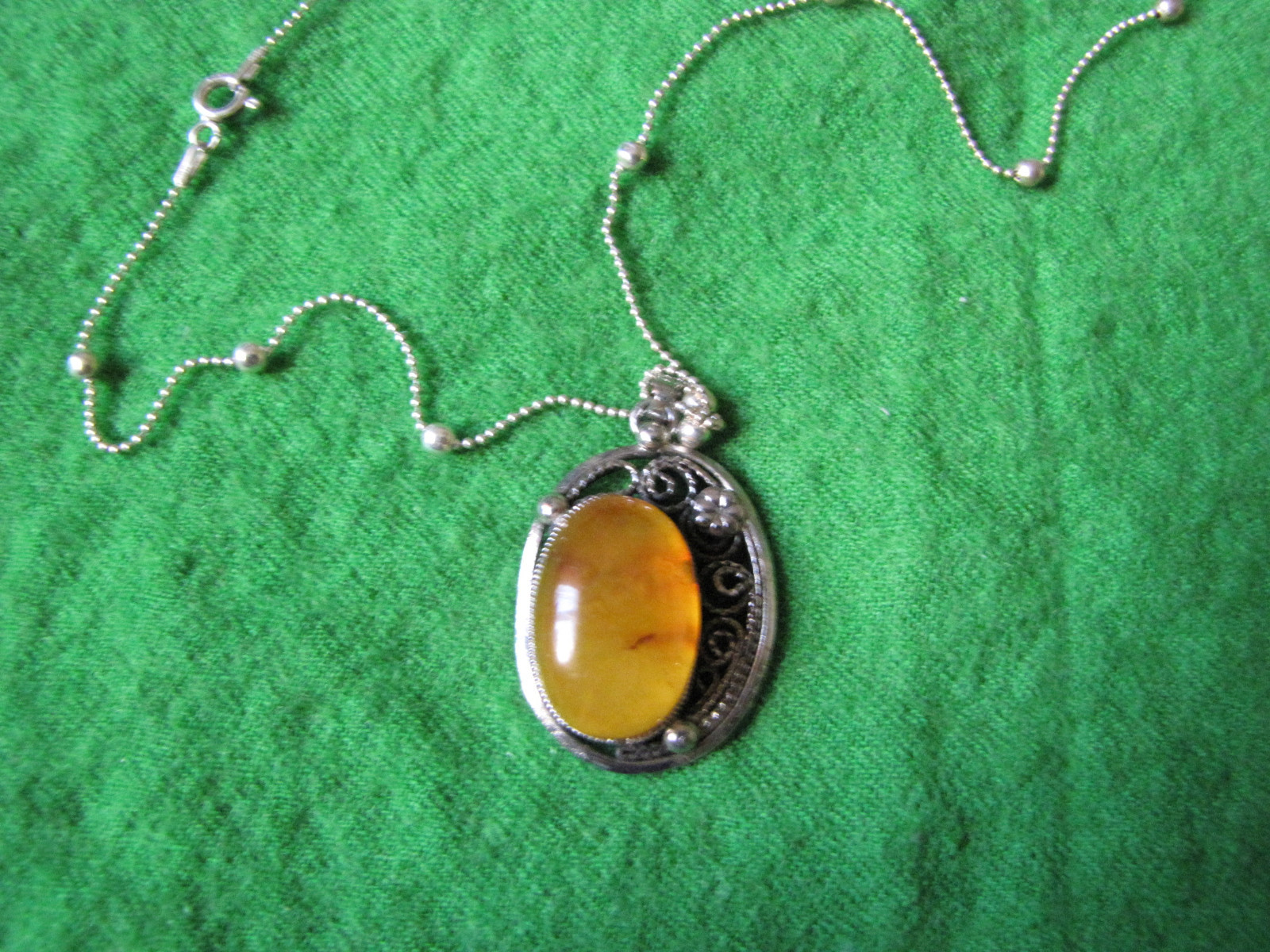 Antique Old Natural Baltic amber 10 g USSR Necklace Sterling Silver 925 antik