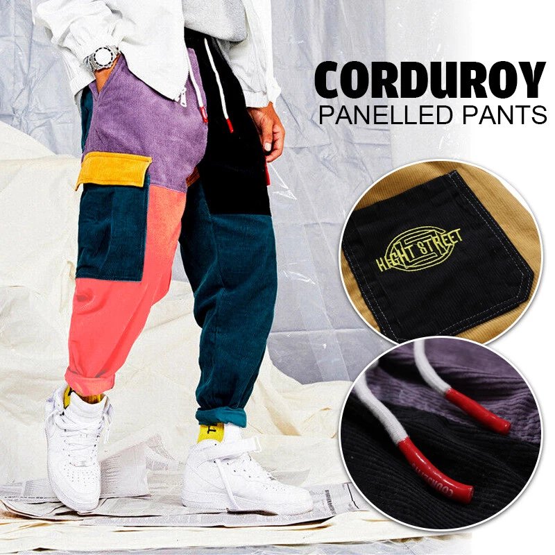 Men s Joggers Streetwear Color Block Patchwork Cargo Pants
