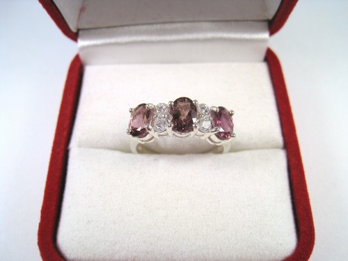 PINK TOURMALINE & WHITE SAPPHIRE RING 2.00 CTW #7.75 WHITE GOLD over 925 SILVER - 第 11/11 張圖片