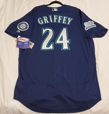 Authentic Majestic 54 2XL SEATTLE MARINERS BLUE FLEX BASE KEN GRIFFEY JR. Jersey