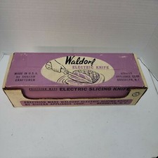 Vintage Waldorf Electric Slicing Knife Stainless Steel Blades USA Made Tested