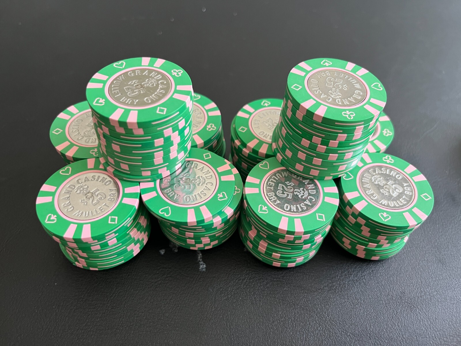 300 Real Casino Bud Jones Coin Inlay Poker Chips Set w Rare 100 and