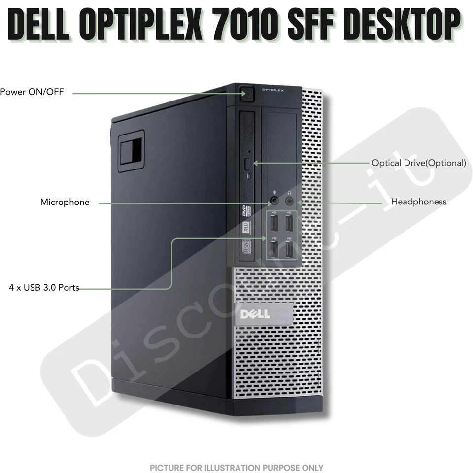 Dell OptiPlex 7010 SFF Intel Core i7 32GB RAM 1TB SSD Wi-Fi Enabled Desktop PC - Image 4 of 4