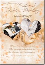 Husband Golden 50th Wedding Anniversary Large Card S20