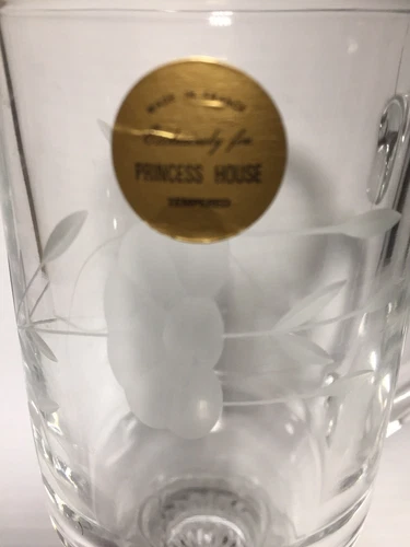 VNTG Princess House Heritage Glass Footed Irish Coffee Mug etched