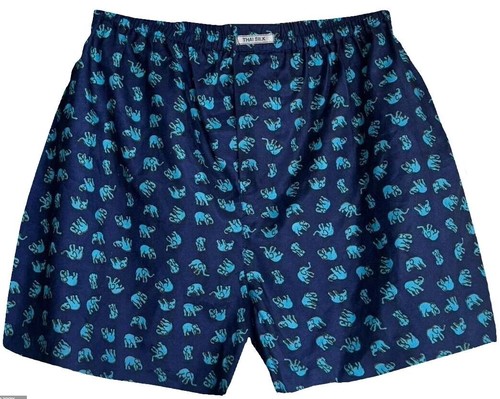 Men's Boxer Shorts Turquoise/Blue Elephant Prints Underwear Loose 1 Pair Briefs - Picture 9 of 9