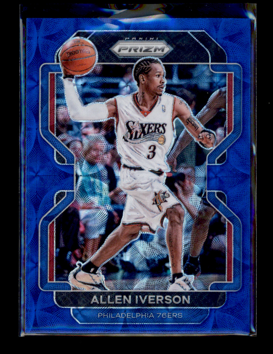 2021-22 Panini Prizm #255 Allen Iverson Blue Choice 13/39 Philadelphia 76ers