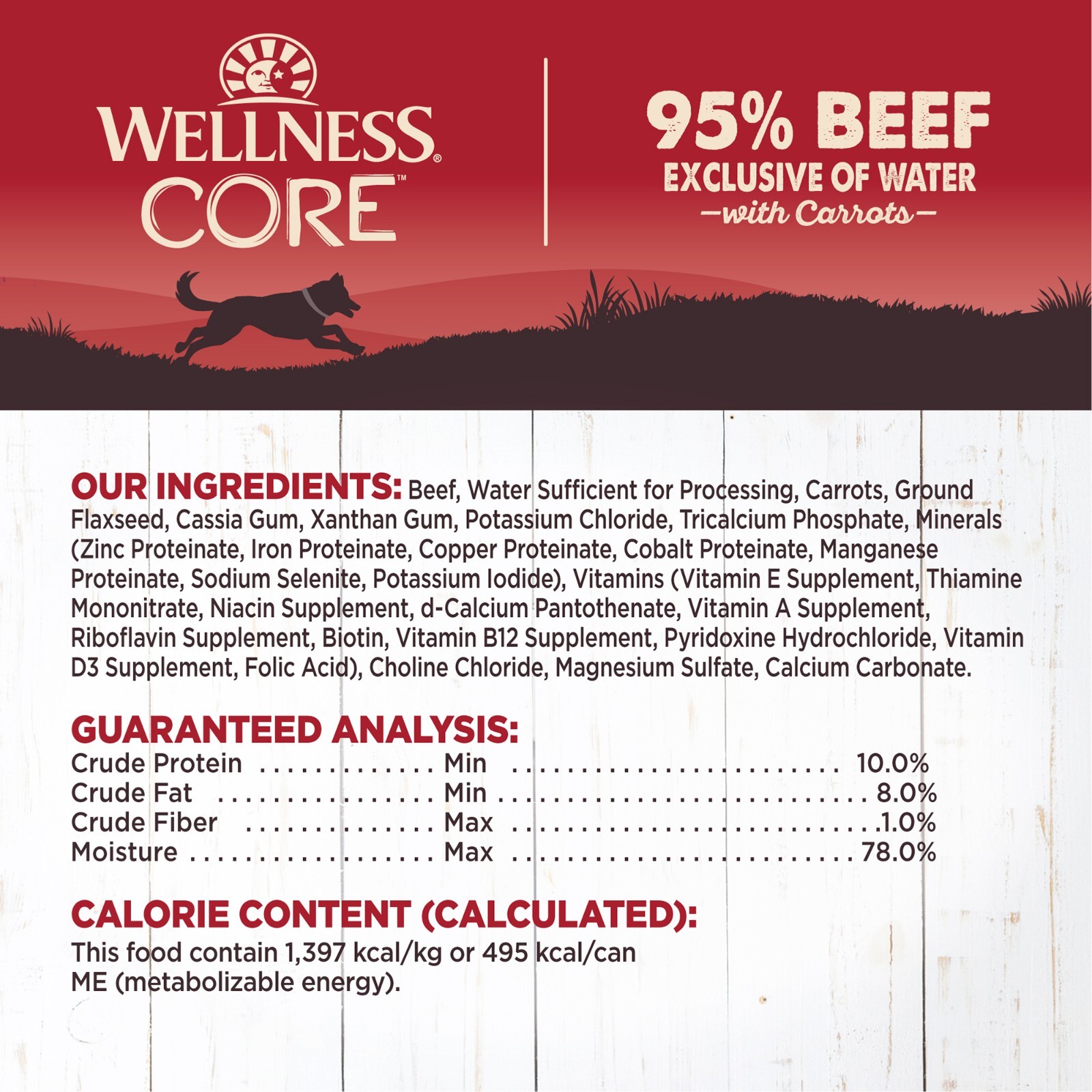2P Wellness CORE 95 Natural Wet Grain Free Canned Dog Food, Beef